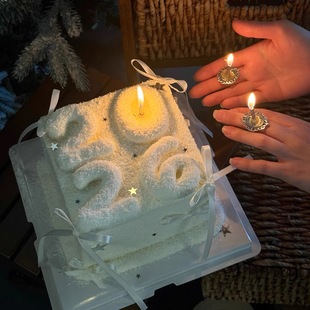 2026网红简约新年圣诞节蛋糕装饰巴洛克复古蜡烛戒指情侣跨年装扮