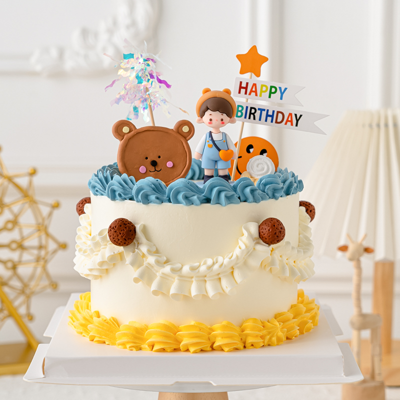 儿童蛋糕装饰熊熊背包男孩