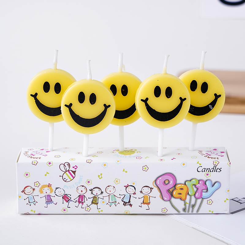 卡通笑脸生日蜡烛蛋糕装饰