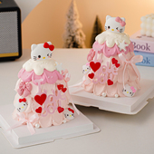 2.14情人节许愿树蛋糕装 饰可爱蝴蝶结小猫摆件love you亚克力插件