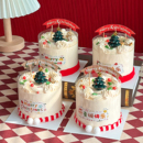 2026圣诞节快乐蛋糕装 饰贴纸平安夜派对甜品台立体圣诞树蜡烛插件