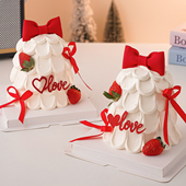 2.14情人节唯美蛋糕装 饰闪粉镂空爱心love插牌情侣表白装 扮插件