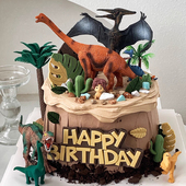 恐龙乐园主题蛋糕装 饰霸王龙摆件儿童宝宝周岁生日森系甜品台插件