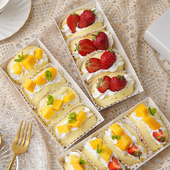 草莓水果抱抱卷包装 盒瑞士卷蛋糕泡芙三明治纸托烘焙打包盒子贴纸