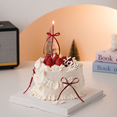 2.14情人节蛋糕装 饰木质爱心love插件丝带蝴蝶结生日节日甜品装 扮