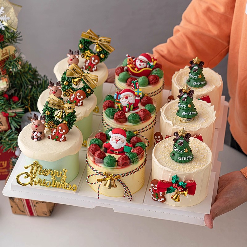 2026圣诞节快乐蛋糕装装饰圣诞老人姜饼人草圈叶子平安夜甜品插件
