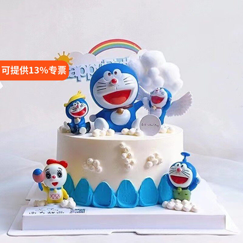 机器猫叮当猫卡通蓝色蛋糕装饰摆件插件儿童儿童生日蛋糕插件套装