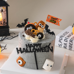 2024万圣节鬼脸南瓜蛋糕装饰摆件HappyHalloween亚克力蝙蝠插件
