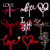 包邮 网红2.14情人节love亚克力蛋糕装 饰插件红色爱心情侣告白摆件