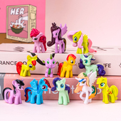 粉色小马蛋糕装 饰摆件粉色小马独角兽公主网红创意甜品台烘焙配件