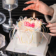 网红氛围感2.14情人节蛋糕装 饰唯美芭蕾风丝带蝴蝶结love蜡烛插件