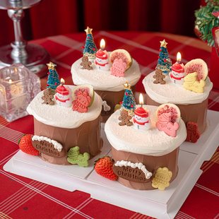 2026圣诞节雪人蜡烛蛋糕装饰摆件圣诞节快乐饼干雪松树甜品插件