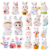 兔宝宝满月百天蛋糕装 饰摆件可爱兔子男孩女孩周岁生日甜品台插件