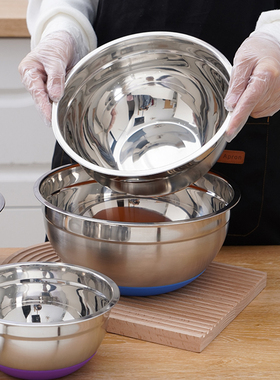 不锈钢盆子家用圆形汤盆烘焙打蛋盆厨房洗菜盆不锈钢碗和面盆饭盆