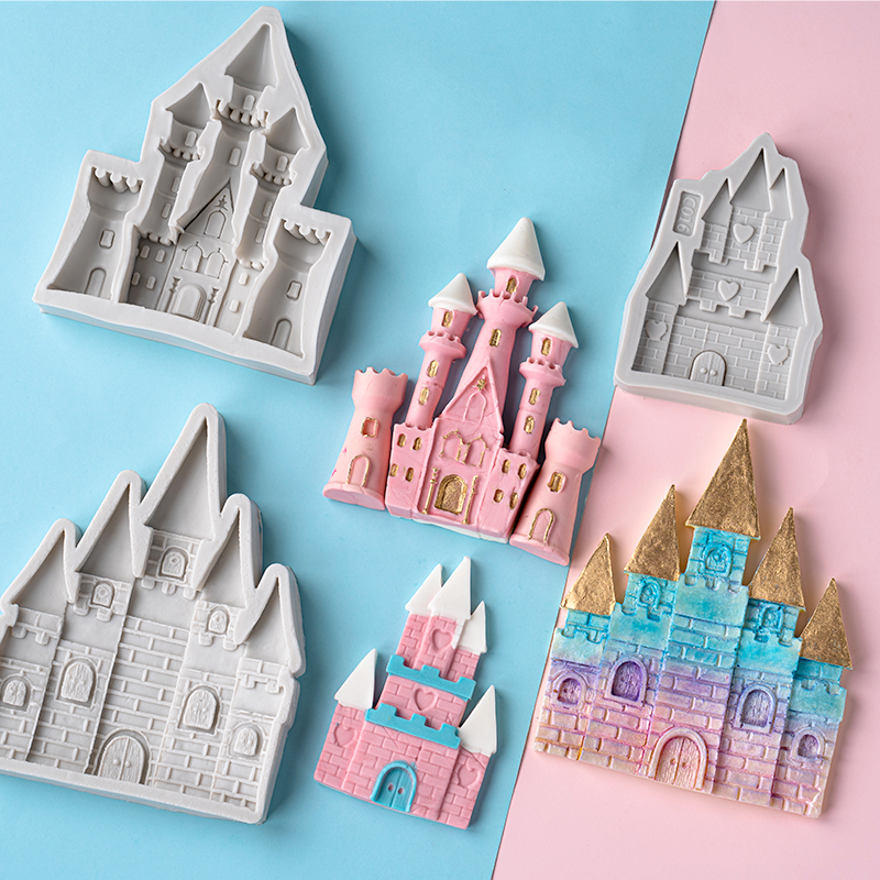 公主城堡翻糖模具硅胶立体卡通DIY欧式房子巧克力蛋糕烘焙用品