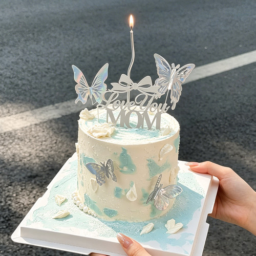 LoveyouMOM蝴蝶结亚克力蛋糕