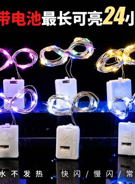 生日蛋糕装饰品led闪光灯串翅膀羽毛铜线小彩灯纽扣电池灯带插件