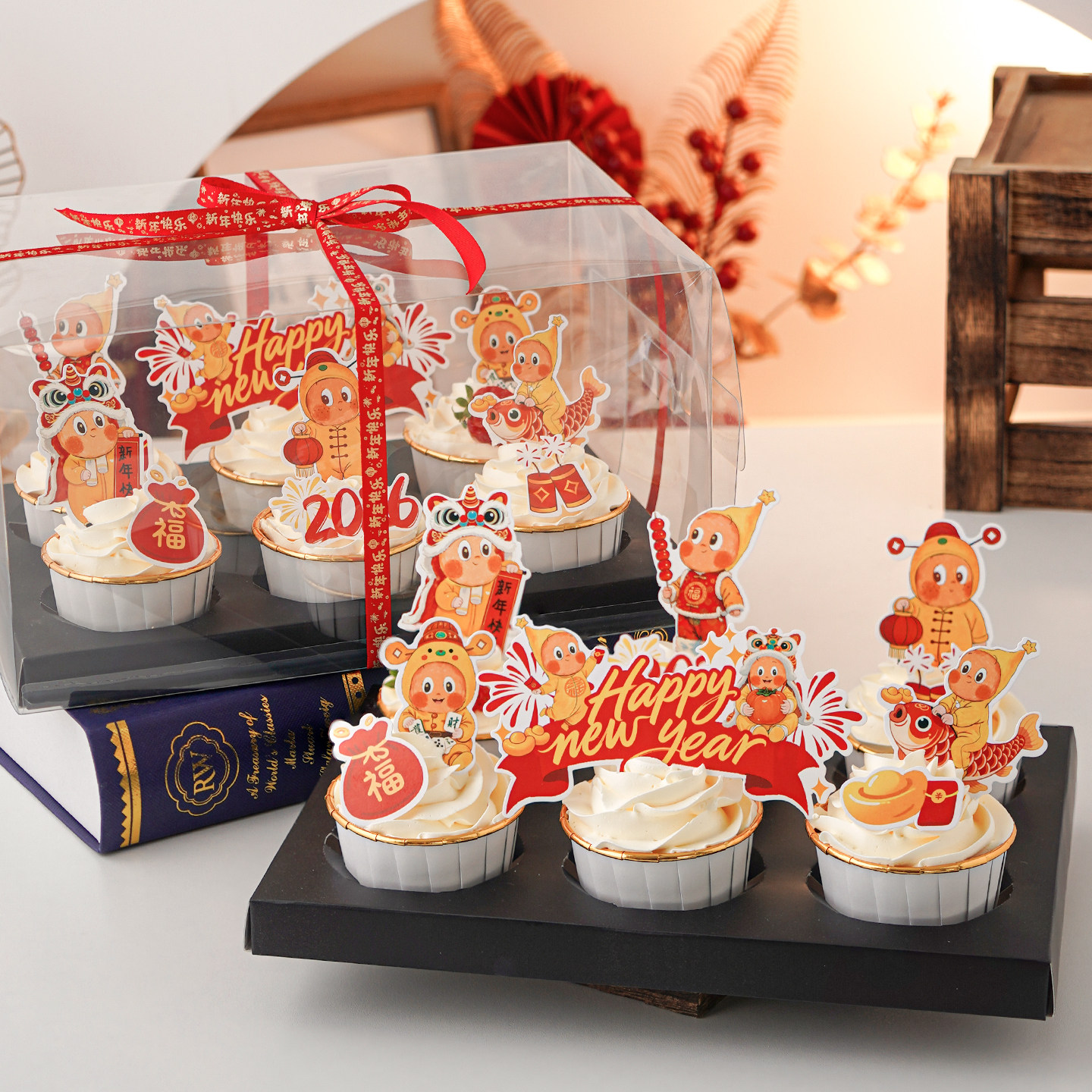 网红卡通星星人纸杯蛋糕装饰插牌2026新年快乐跨年派对甜品打包盒,节庆用品/礼品,节日装扮用品,淘宝优惠券,粉丝福利购,淘宝优惠卷
