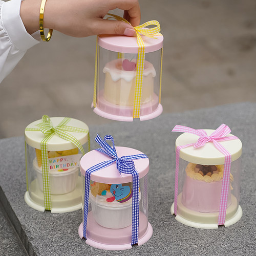 ins网红圆形蛋糕盒透明2寸慕斯