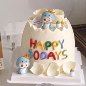蛇宝宝满月百天生日蛋糕装 扮插件 饰摆件男孩女孩派对甜品台烘焙装