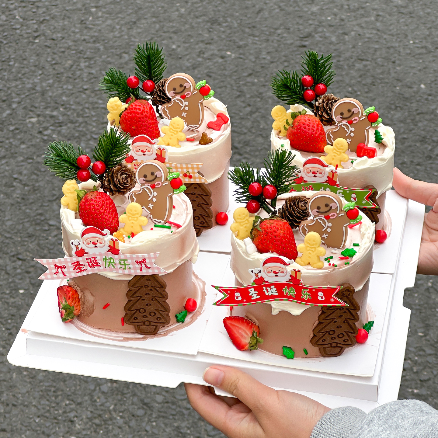 2026圣诞节糖果姜饼人蛋糕装饰摆件圣诞快乐横幅小旗松果烘焙插件