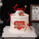 2.14情人节爱心拥抱线条狗蛋糕装 饰爱心love亚克力告白装 扮插件