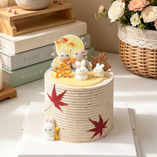 中秋节月饼小兔子亚克力蛋糕装饰