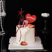 38女神节快乐爱心卡片蛋糕装 扮 饰抱花背影亚克力插件妇女节派对装