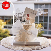 3.8女王节蛋糕装 饰背影女神节日快乐白色蝴蝶结珍珠烘焙装 扮插件