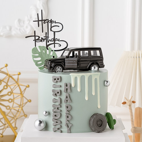 黑色越野车蛋糕装饰汽车模型