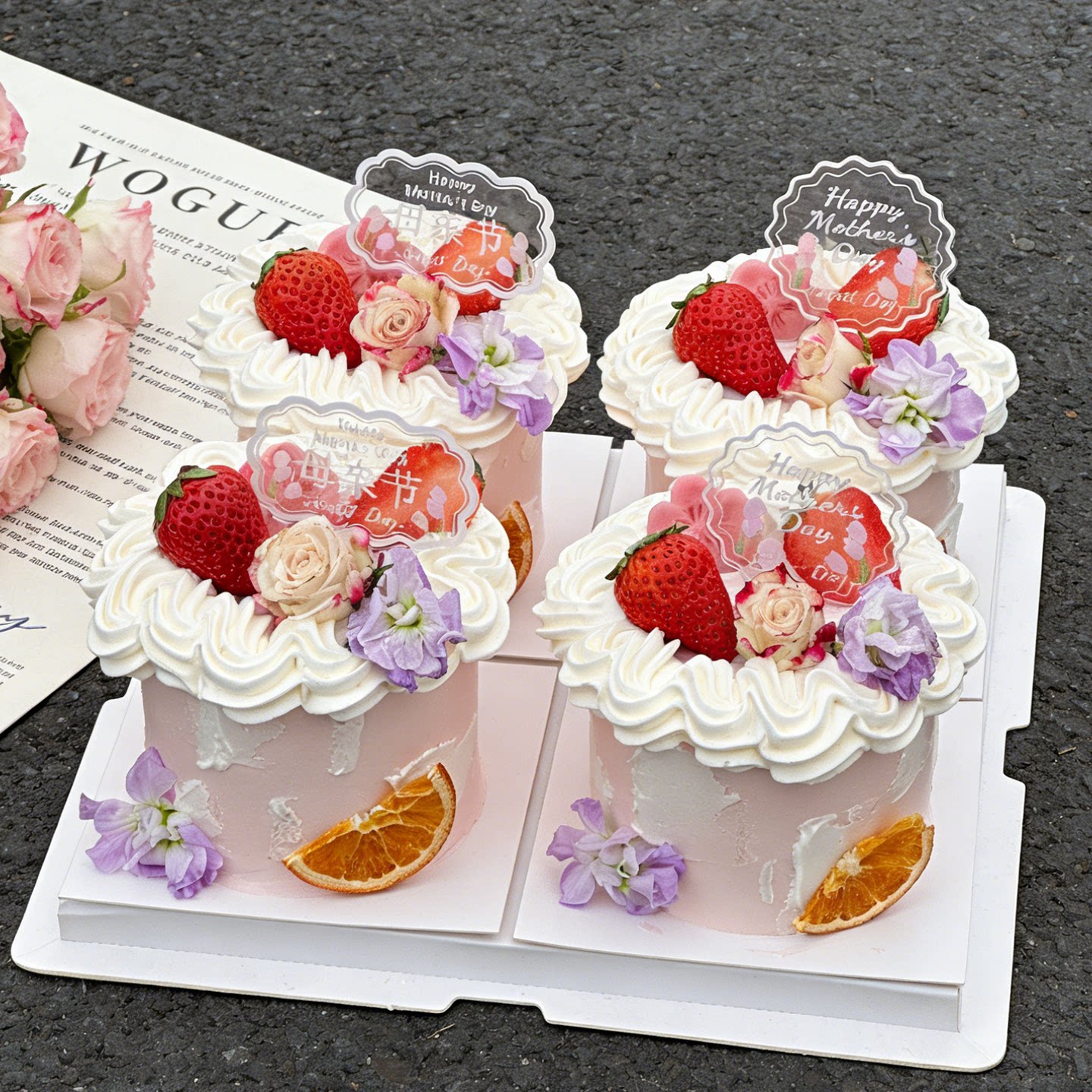 母亲节快乐透明花边亚克力蛋糕装饰插牌妈妈节日甜品台烘焙插件