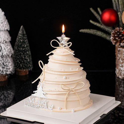 2026圣诞节许愿树蛋糕装饰五角星蜡烛Merry Christmas亚克力插件