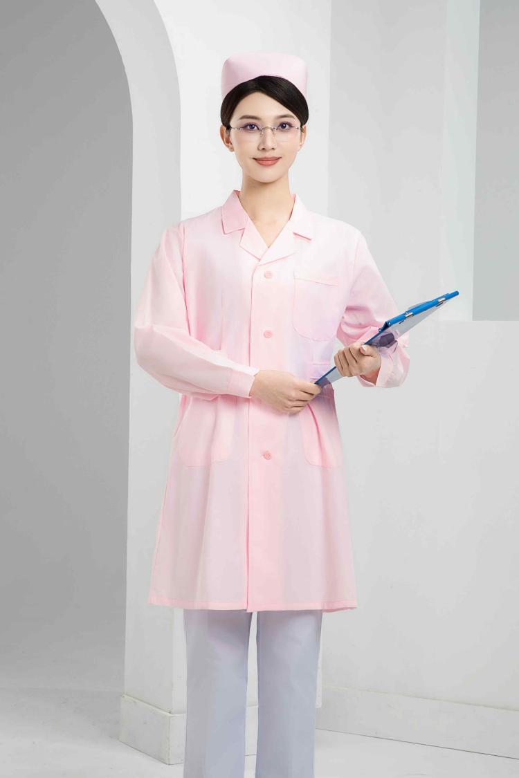 医用粉大褂长袖女西领护士医生工作服美容师实验服医师制服印字