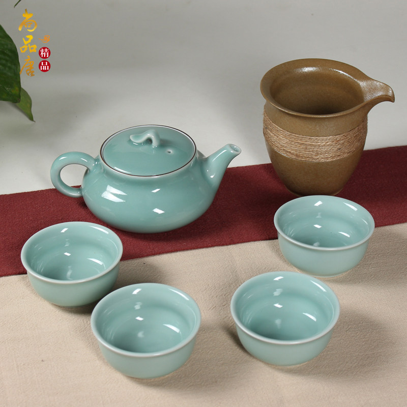 高档尚品唐青瓷 弟窑茶具套装整套功夫陶瓷茶壶礼品盒装特价包邮