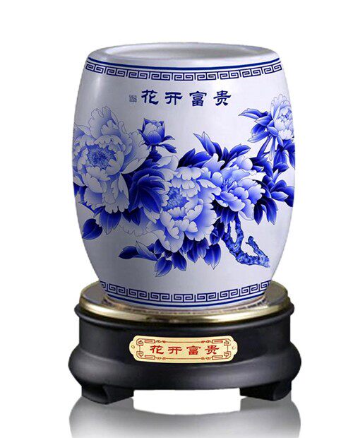 青花瓷高档陶瓷笔筒花开富贵笔筒-青花瓷单位企业团购 可定制logo