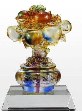 古法琉璃B-PTFM0028富贵平安客厅书房办公室商务礼品摆件苹果树