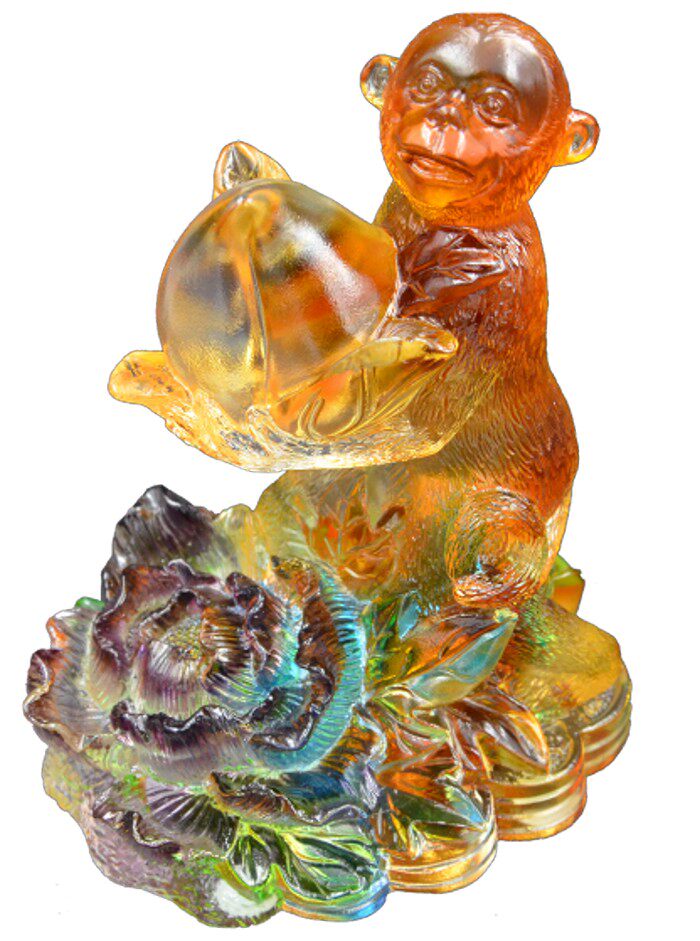 古法琉璃摆件fy琉璃富贵猴a-384 十二生肖猴生日礼物