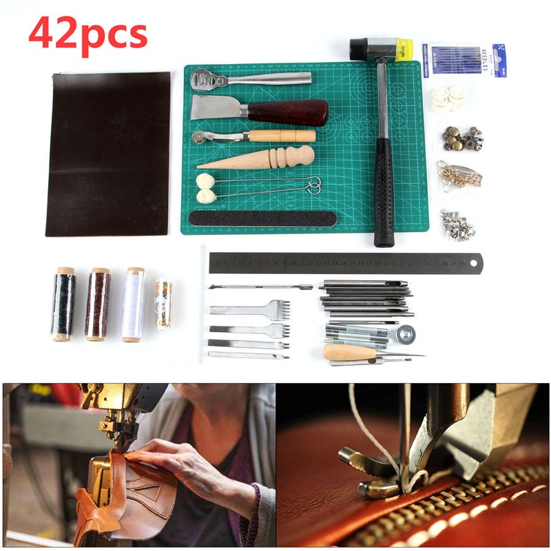 厂家DIY皮革工具 手艺皮革工具套装 手缝菱斩工艺套装42Pcs