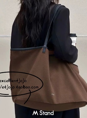 Mstand新品帆布托特包单肩包通勤手提购物袋便携色咖啡色黑色