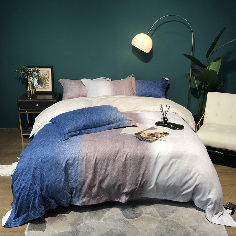 秋冬新品全棉磨毛加厚保暖四件套纯棉床单床笠式被套简约床上用品