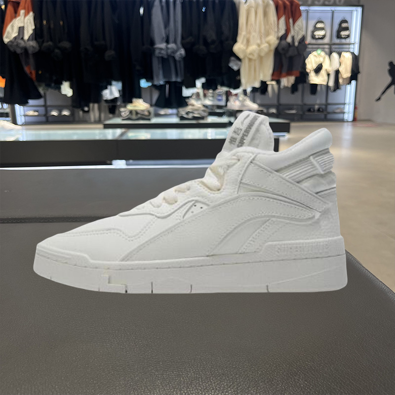 李宁女子运动休闲板鞋冬季新款惟吾经典高帮小白鞋AGCR234