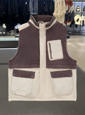 李宁正品冬季篮球运动生活系列男子加绒保暖拼接休闲马甲AMDR079