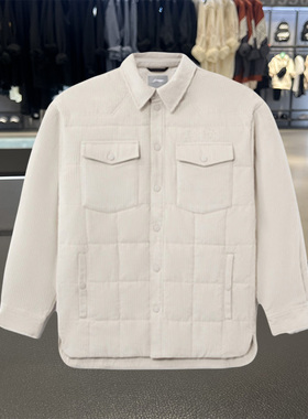 李宁正品新款运动时尚系列男子灯芯绒翻领纯色短款棉服AFMR491