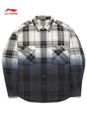 Lining/李宁正品x PLEASURES联名男子宽松休闲长袖衬衫ASHT523