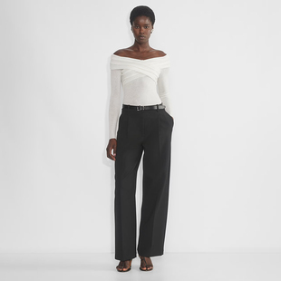 F751 露肩交叉薄纱羊毛混纺针织衫 加拿大红牌 女款