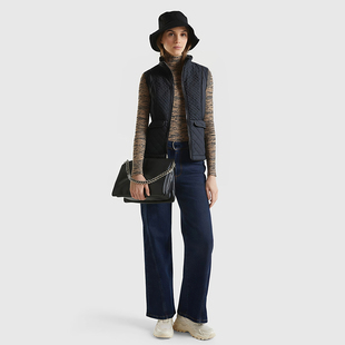 D233 绗缝拼接拉链马甲 英伦老钱风GHB 女款