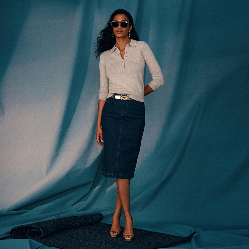 美式老钱风比比兄弟 女款 金属纤维混纺金珠扣翻领针织衫 5845