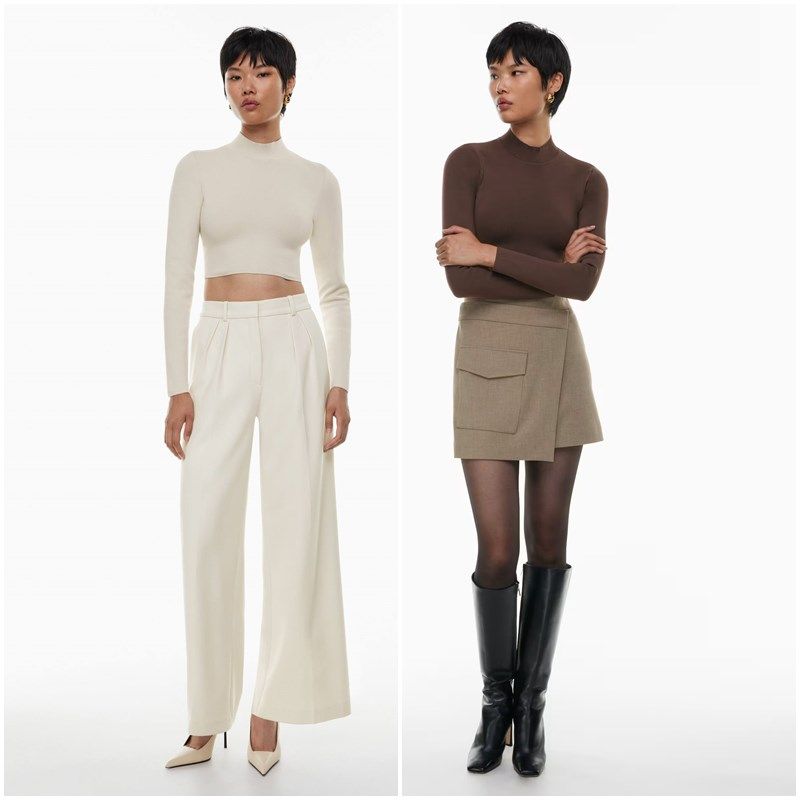 加拿大红牌 女款 塑形纱线半高领短款长袖针织衫 4702