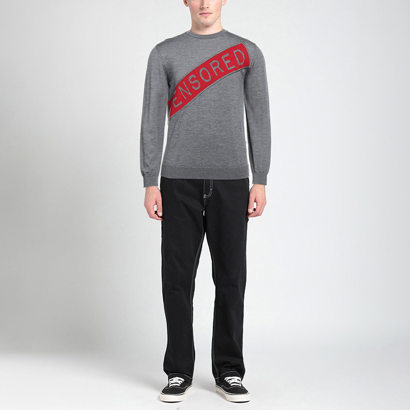 意大利奢品Tru撤柜  男款 羊毛真丝混纺提花圆领长袖针织衫 E325