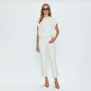 C952 高腰剪边九分微喇涂层弹力牛仔裤 加州轻奢丹宁P1ST0 女款